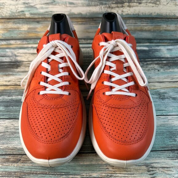 Ecco Shoes - Ecco Soft 7 Runner Sneaker Womens 7 Orange Leather Athletic Shoes Wedge Lace Up